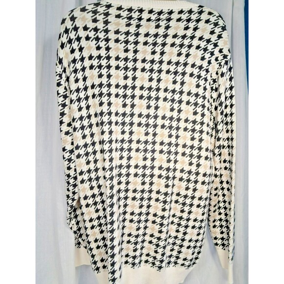 Shaquille O’Neal Size 4XL Off White, Black and Beige Houndstooth Sweater Mens - Picture 4 of 10